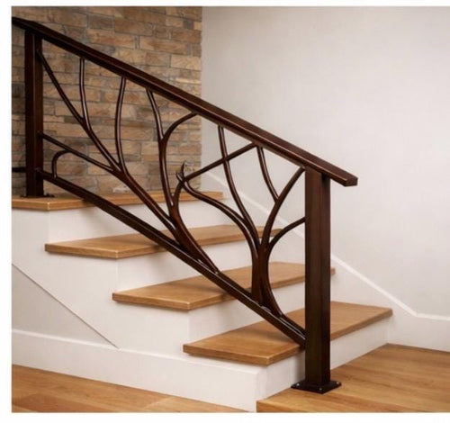 Arborline Modern Exterior Stair Railing | Organic Steel Handrail System | Matte Black