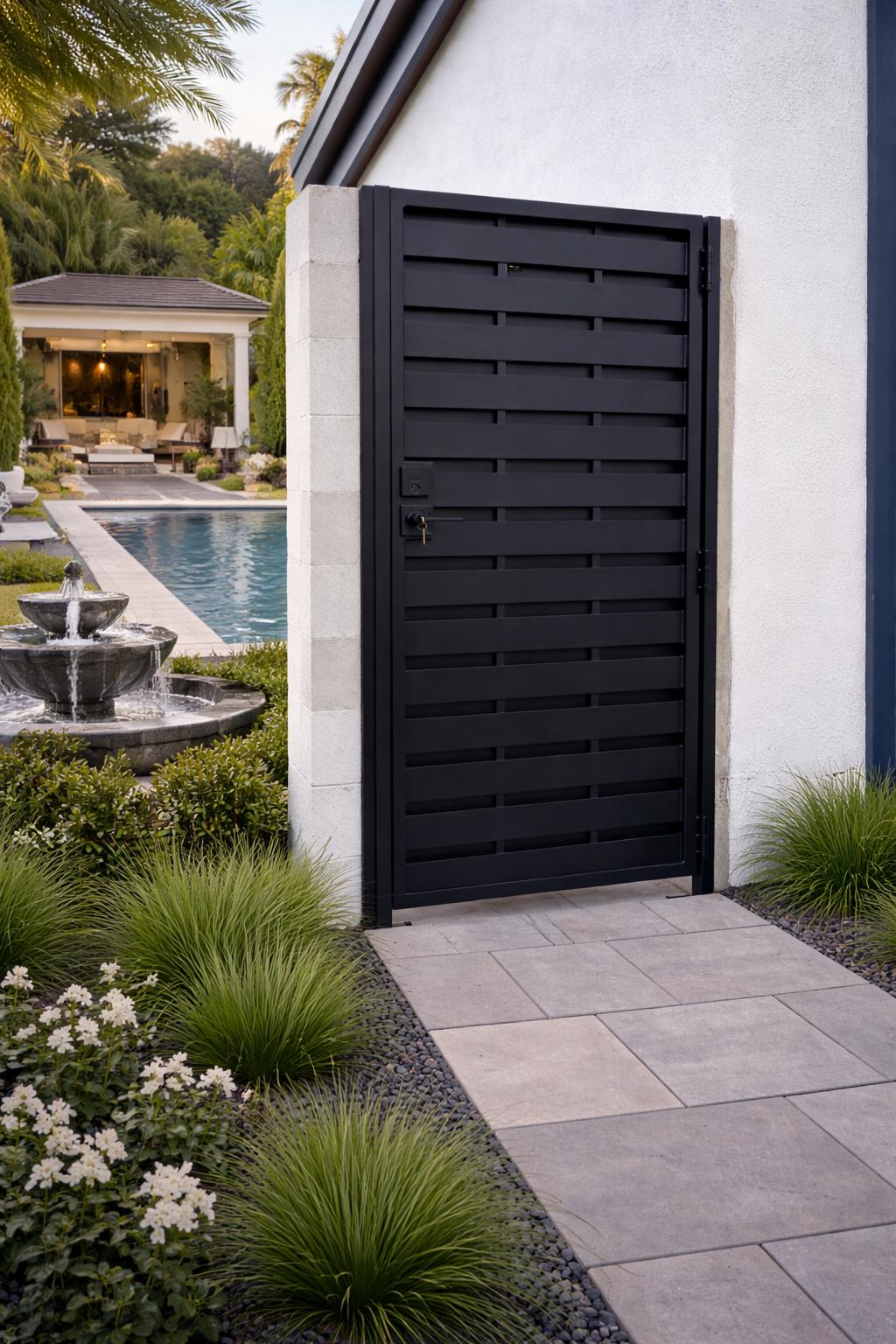 Modern Horizontal Privacy Gate | Heavy-Duty Steel, Custom Colors, Exterior Durability