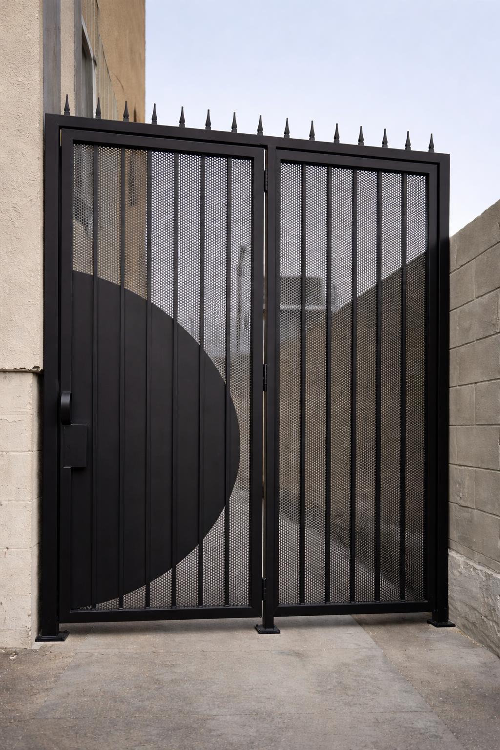 Noverra Steel Studio Eclipse Modern Double Steel Privacy Gate | Contemporary Exterior Garden Entry Gate | Matte Black White Glossy Brown |