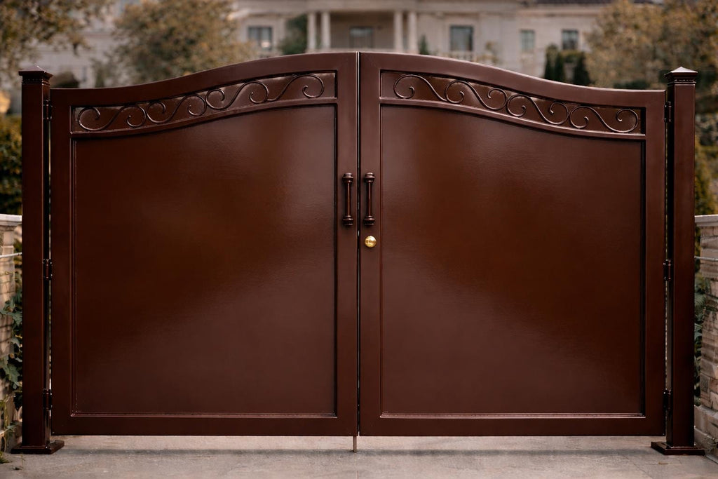 Bellagio Crest Double Driveway Gate | Arched Steel Estate Entry Gate, Matte Black