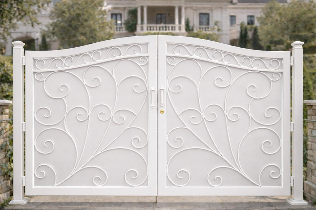 Ravello Grand Arched Double Wrought Iron Driveway Gate | Luxury Estate Entry (Matte Black)